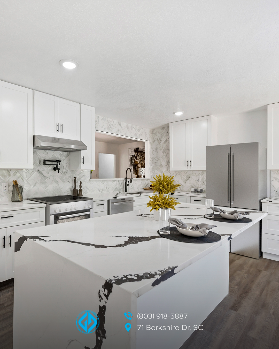 The Design Power of a Waterfall Edge Kitchen Island